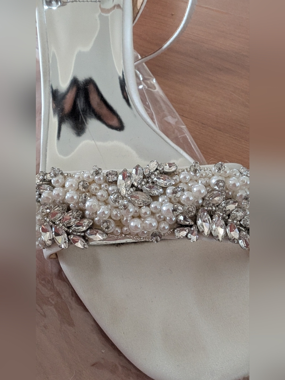 Badgley Mischka Ivory Beaded Bridal Sandals